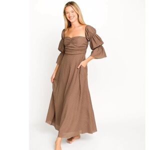 Worth Collective Corrine Tiered Sleeve Maxi Dress - Deep Mocha, Medium